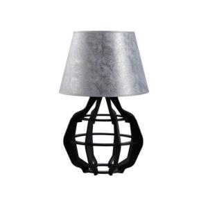 Nachttischlampe Silber Schwarz Holz Stoff E27