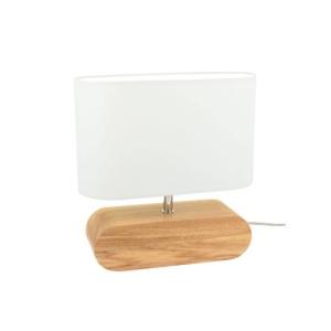 Nachttischleuchte Weiß Holz Stoff mit Schalter E27