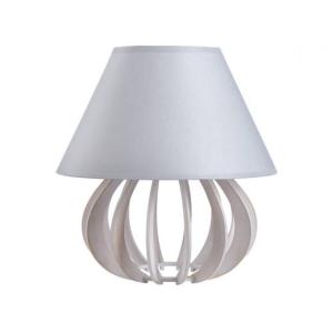 Weiße Nachttischlampe Holz Stoff H:30cm blendarm
