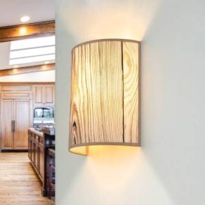 Dekorative Wandlampe Stoff in Holz Optik E27 Loft ALICE