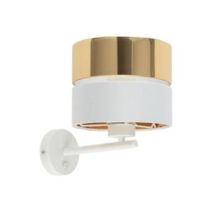 Wandlampe mit Schalter Stoff Metall E27 Weiß Gold