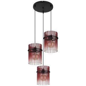 8796096020226 Pendelleuchte schwarz rot Metall Glas H/D: ca…