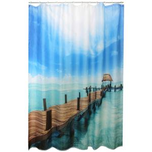 Acus Duschvorhang blau weiß braun Kunststoff B/L: ca. 180x2…