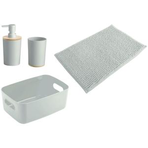 Bad-Set salbei natur Kunststoff Bambus