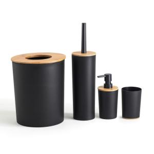 Bad-Set schwarz natur Bambus Kunststoff