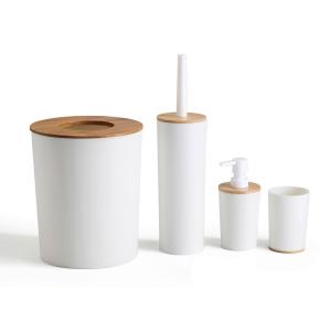 Bad-Set weiß natur Bambus Kunststoff
