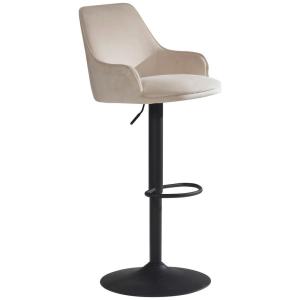 Barhocker beige schwarz Samt Eisen B/H/T: ca. 45x106x45 cm