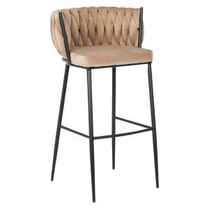Barhocker FLORES beige Velourstoff B/H/T: ca. 60x104,5x56 cm