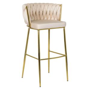 Barhocker FLORES creme Velourstoff B/H/T: ca. 60x104,5x56 cm