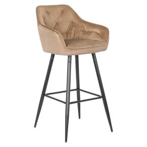 Barhocker SALEM beige Velourstoff B/H/T: ca. 53x105x58 cm