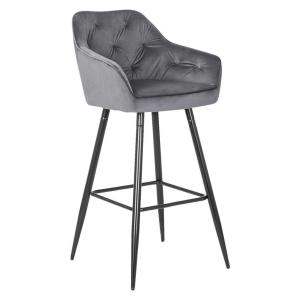 Barhocker SALEM grau Velourstoff B/H/T: ca. 53x105x58 cm