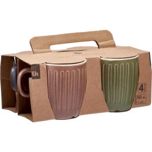 Becher 4er Set mehrfarbig Keramik