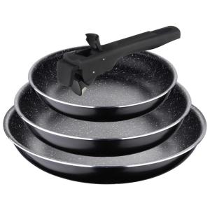 BERGNER Pfannenset Click&Cook schwarz Aluminium 4 tlg.