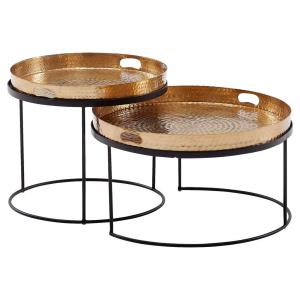 Couchtisch 2er-Set. schwarz gold B/H/T: ca. 56x33x56 cm