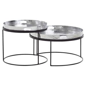 Couchtisch 2er-Set. silber B/H/T: ca. 56x33x56 cm