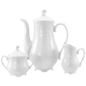 CreaTable Kaffeegarnitur Rokoko weiß Porzellan 3 tlg.