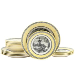 CreaTable Servierschalen-Set Windmühle gelb Steingut 18 tlg…