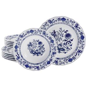 CreaTable Tafelservice Flora Zwiebelmuster blau Porzellan 1…