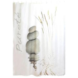 Duschvorhang weiß braun grau Kunststoff B/L: ca. 180x200 cm