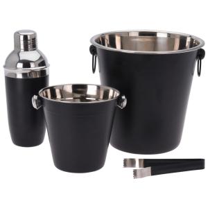 EH Barware Cocktail-Shaker Set schwarz Edelstahl B/H/L: ca.…