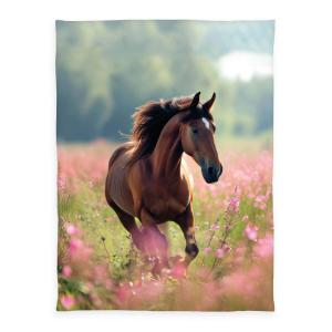 Flauschdecke Pferdeglück bunt Polyester