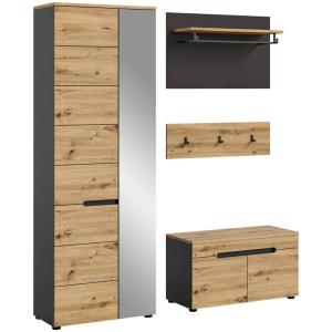 Garderobe CANU edles Basaltgrau Nachbildung Eiche Artisan N…