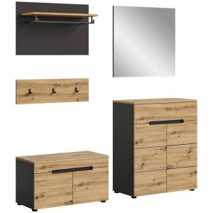 Garderobe CANU edles Basaltgrau Nachbildung Eiche Artisan N…