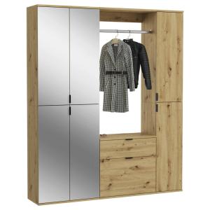 Garderobe PROJEKT Eiche Artisan Nachbildung Spiegel B/H/T:…