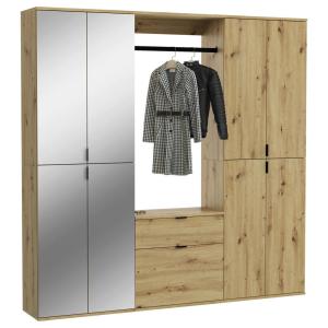 Garderobe PROJEKT Eiche Artisan Nachbildung Spiegel B/H/T:…