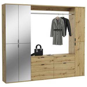 Garderobe PROJEKT Eiche Artisan Nachbildung Spiegel B/H/T:…