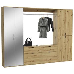 Garderobe PROJEKT Eiche Artisan Nachbildung Spiegel B/H/T:…