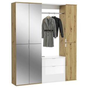 Garderobe PROJEKT Eiche Artisan Nachbildung weiß Hochglanz…