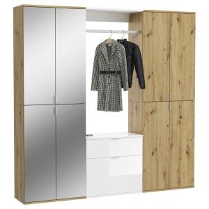 Garderobe PROJEKT Eiche Artisan Nachbildung weiß Hochglanz…