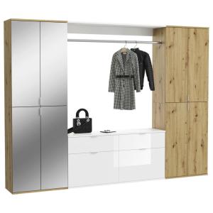 Garderobe PROJEKT Eiche Artisan Nachbildung weiß Hochglanz…