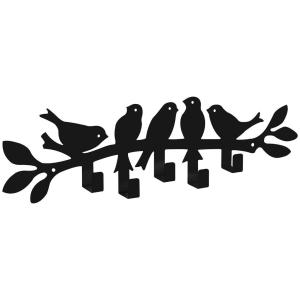 Garderobenleiste Birds schwarz Metall B/H/T: ca. 48x14x4 cm