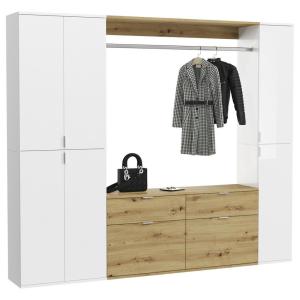 Garderobenset PROJEKT weiß Eiche Artisan Nachbildung weiß H…