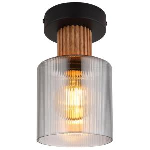 GLOBO Deckenleuchte dunkelbraun Rauch schwarz Holz Glas Met…