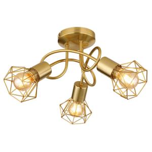 GLOBO Deckenleuchte gold Metall H/D: ca. 20x36 cm E14 3 Bre…