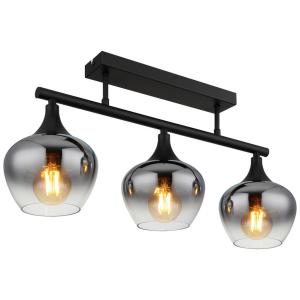 GLOBO Deckenleuchte klar mattschwarz Rauch Metall Glas B/H/…