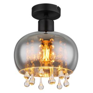 GLOBO Deckenleuchte klar schwarz Glas Metall H/D: ca. 25x21…