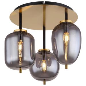 GLOBO Deckenleuchte messing Metall Glas H/D: ca. 36x46 cm 3…