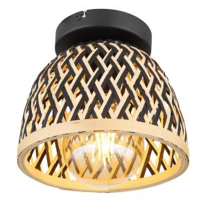 GLOBO Deckenleuchte natur schwarz Metall H/D: ca. 17,5x20 c…