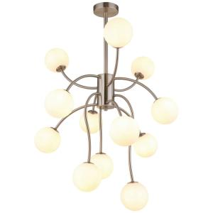 GLOBO Deckenleuchte Opal nickel matt Metall Glas H/D: ca. 9…