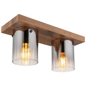 GLOBO Deckenleuchte Rauch dunkelbraun MDF Glas B/H/T: ca. 1…
