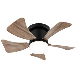 GLOBO LED-Deckenventilator mattschwarz dunkelbraun Opal Kun…