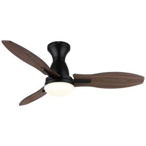 GLOBO LED-Deckenventilator Opal mattschwarz braun Metall Ku…