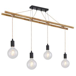 GLOBO Pendelleuchte 15391-4H1 natur schwarz Bambus Metall B…