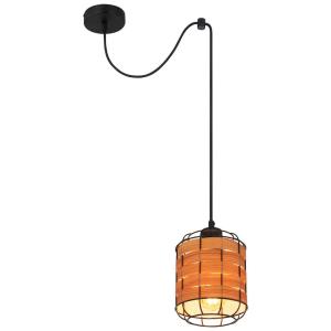 GLOBO Pendelleuchte ELMAR 15665-1H natur schwarz Kunststoff…