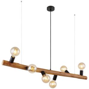 GLOBO Pendelleuchte KIRA 15531-6H schwarz dunkelbraun Holz…