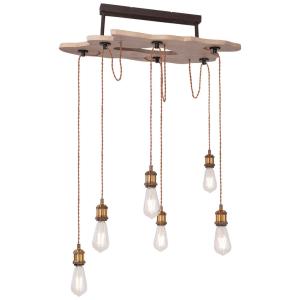 GLOBO Pendelleuchte Mucha 15316-6D rostfarbig Metall Holz B…